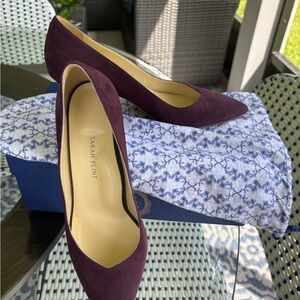 Sarah Flint Perfect Kitten Pump Blackberry Suede 8.5